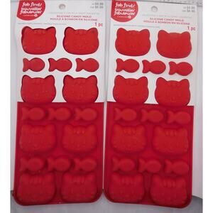 Silicone Candy Mold Chocolate Treat Kitten and Fish Shapes New Set of 2